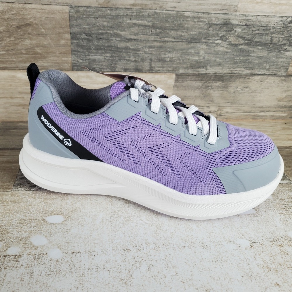 Wolverine Bolt Womens Shoes Sz 8.5 W Running Lavender Gray Mesh Lace Up Sneakers